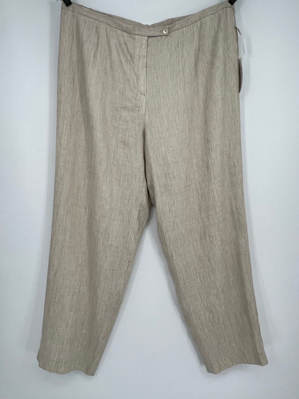 Vtg Tamotsu New York Linen Cotton Blend Trouser Pant NEW Women 22W Beige Tan USA